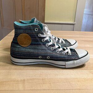 Converse Mens All Star High Top Peacock Acor Striped Sneakers Size 9 Blue SP EXC